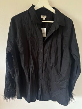 NWT J.Crew Feather-trimmed button-up shirt in signature fit XL